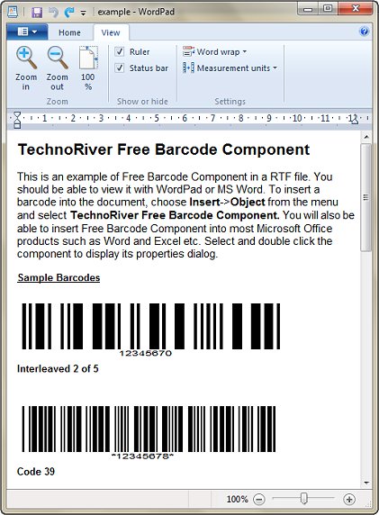 Screenshot for TechnoRiver Free Barcode Software Component 2.1