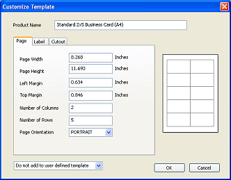 Customize Template Dialog